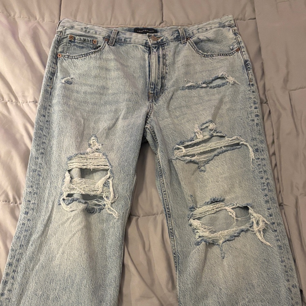 Aeropostale Women's Ripped Light Blue Jeans